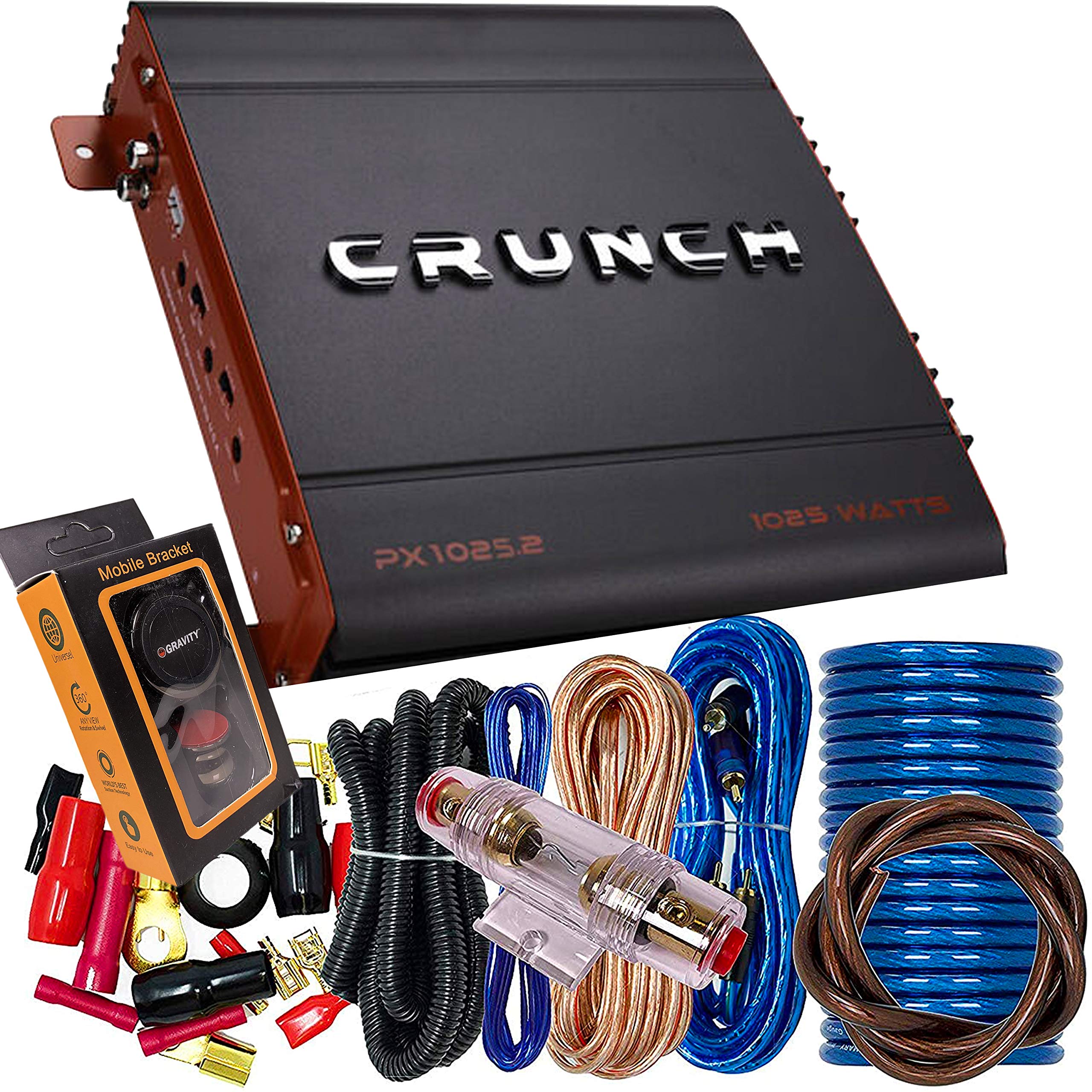 Crunch PX-1025.2 1000 Watts Power X Two Channel Car Audio Amplifier + 2 Channels 4 Gauge Amplifier Kit with Gravity Magnet Phone Holder Bundle Crunch PX-1025.2 1000 Watts Power X Two Channel Car Audio Amplifier + 2 Channels 4 Gauge Amplifier Kit with Gravity Magnet Phone Holder Bundle